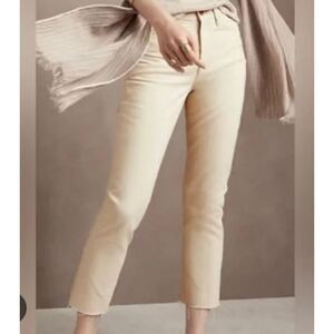 Banana republic high rise straight raw hem cream jeans size 27p
